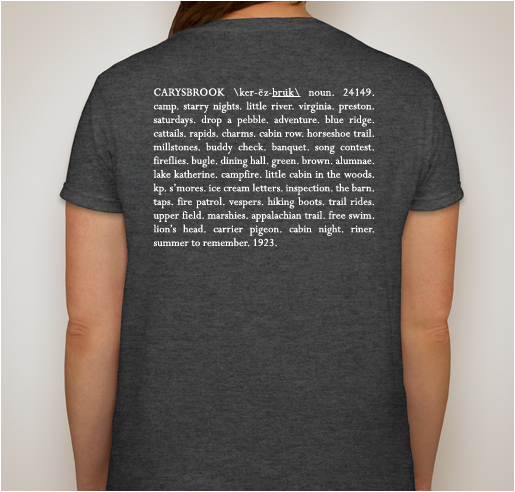 Camp Carysbrook Alumnae Association to benefit the CCAA Scholarship Fund. Fundraiser - unisex shirt design - back