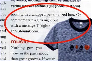 News clipping of Instyle magazine mentioning Custom Ink