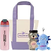 Trending products including Owala water bottle, mini tote bag, and plush keychain.