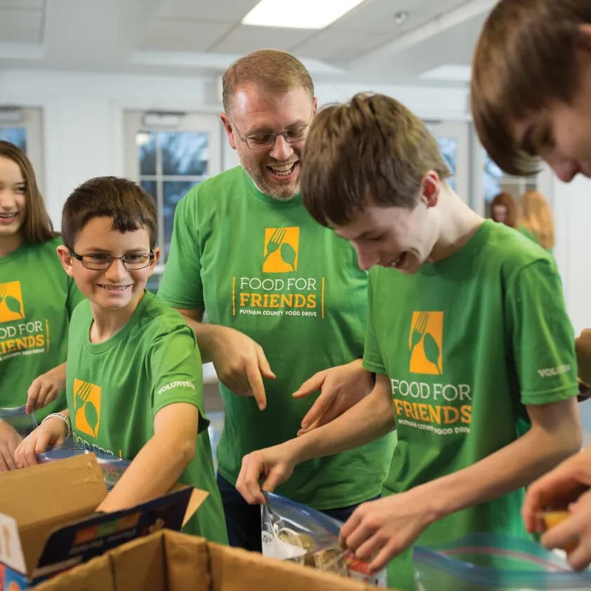 faith group at a food drive