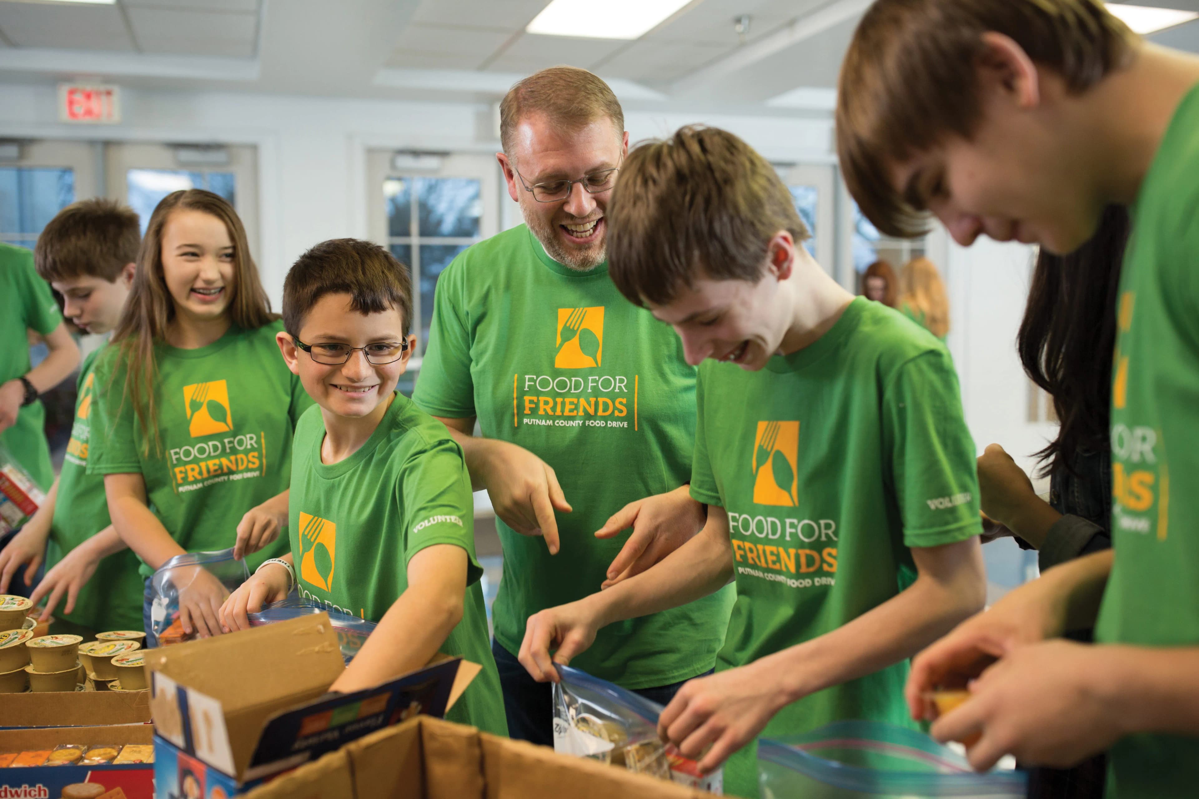 faith group at a food drive