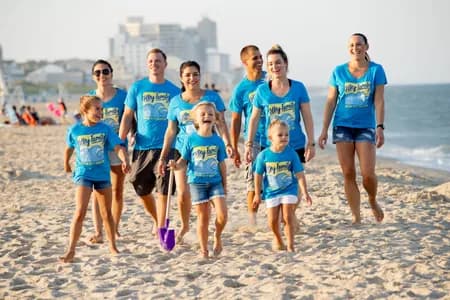 family at beach