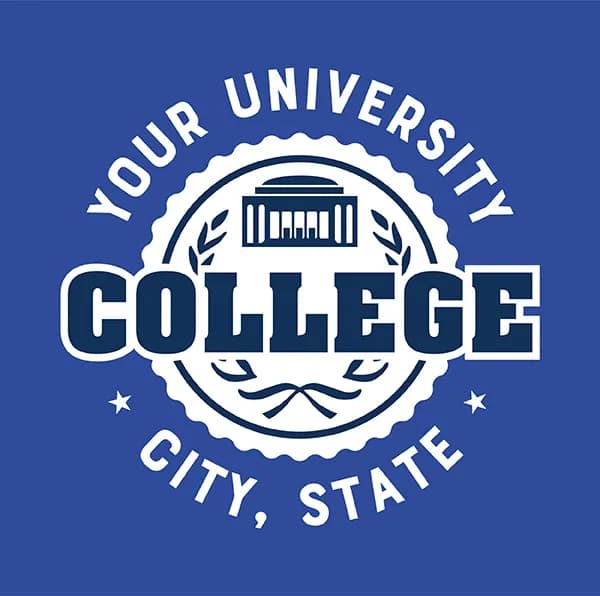 A design template stating "Your University, College, City, State" with white text on a blue background.