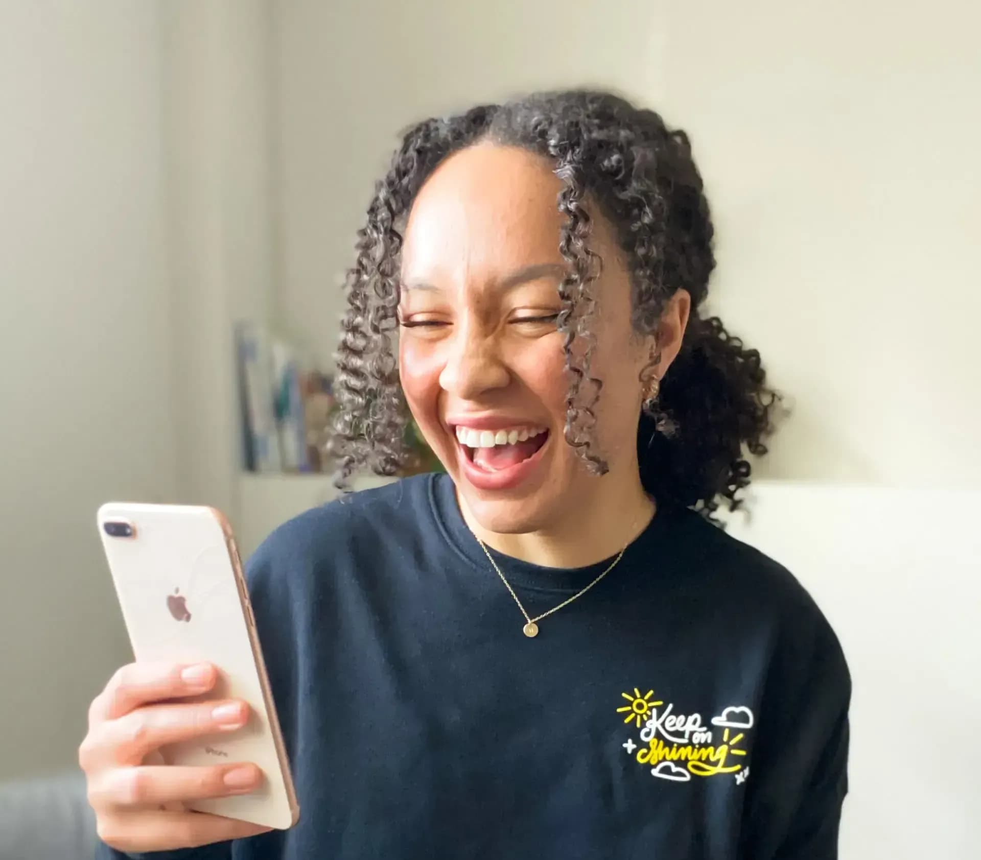 social media creator wearing her custom merch