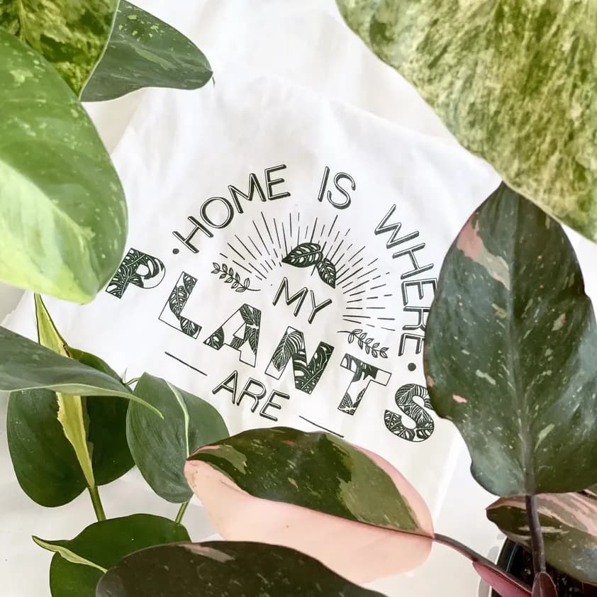 creator shirt 'home is where my plants are'