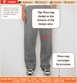 An example of how to add a design to the leg of a product.