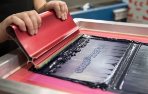 a screen printing screen with ink on it