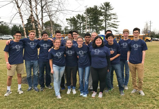 Science Olympiad competitors in matching team shirts at a regional event