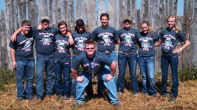 FFA members in custom apparel celebrating agriculture and agricultural leadership