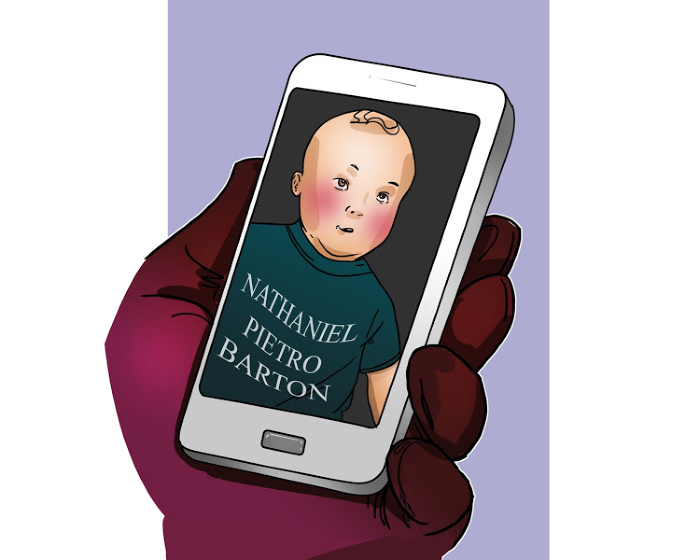 Baby Nathaniel Pietro Barton Wearing Custom T-shirt