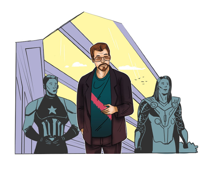 Iron Man Wearing Spray Paint Graphic T-shirt