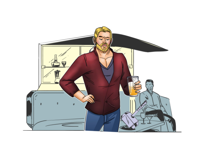 Thor Wearing a Deep V-Neck T-shirt