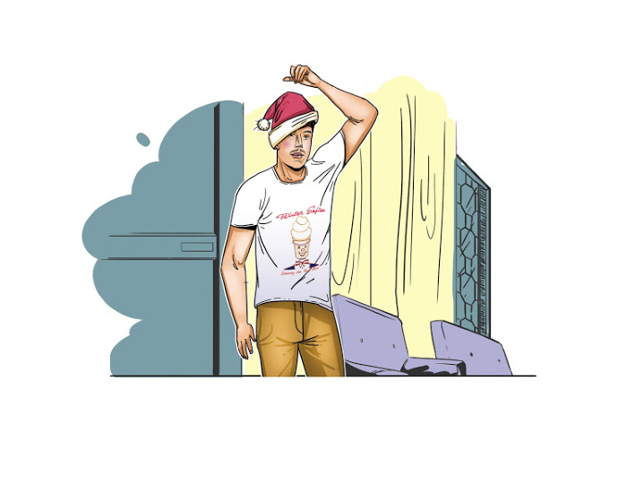 Young Iron Man Wearing Mister Softee T-shirt