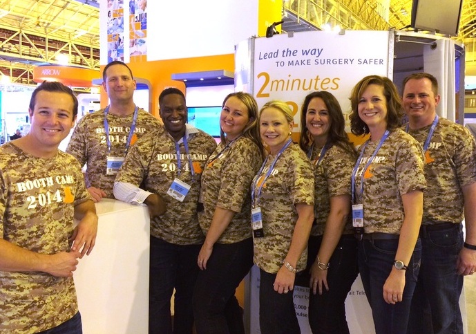 trade show team in custom shirts