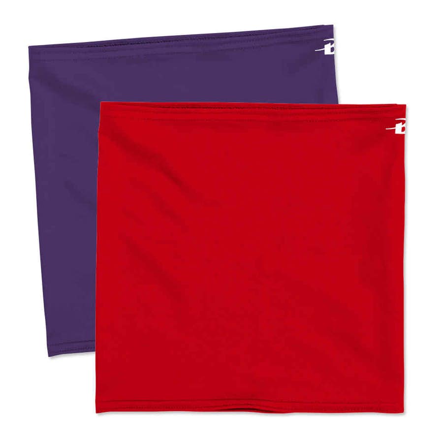 red and purple custom neck gaiters
