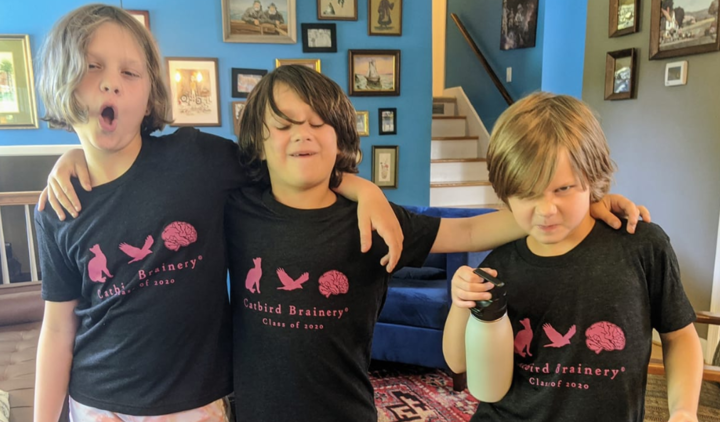 Homeschool families and groups in custom apparel celebrating personalized, flexible education