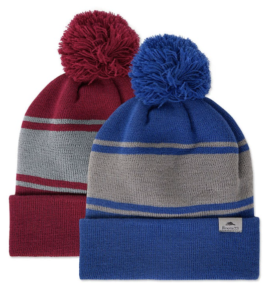 The Roots Park Trail Pom Pom Beanie is super cozy and looks great with any cold-weather outfit, especially in this dark red / quarry color. 