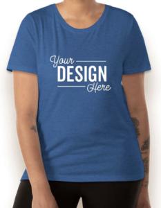 Our Softest T-shirt of the Year is the Alternative Apparel Modal Tri-Blend T-shirt, pictured here in Heritage Royal. The modal material of this custom t-shirt is super comfy and eco-friendly! 