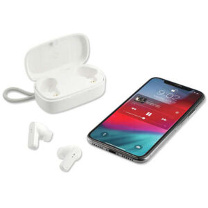 The Full Color Solekick Quick Charge True Wireless Earbuds automatically pair with your phone and come with their own self-charging case.