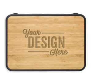 Elevate your logo with laser engraving on the glossy wood surface of the Laser Engraved Sound Asleep Bluetooth Speaker and White Noise Machine.