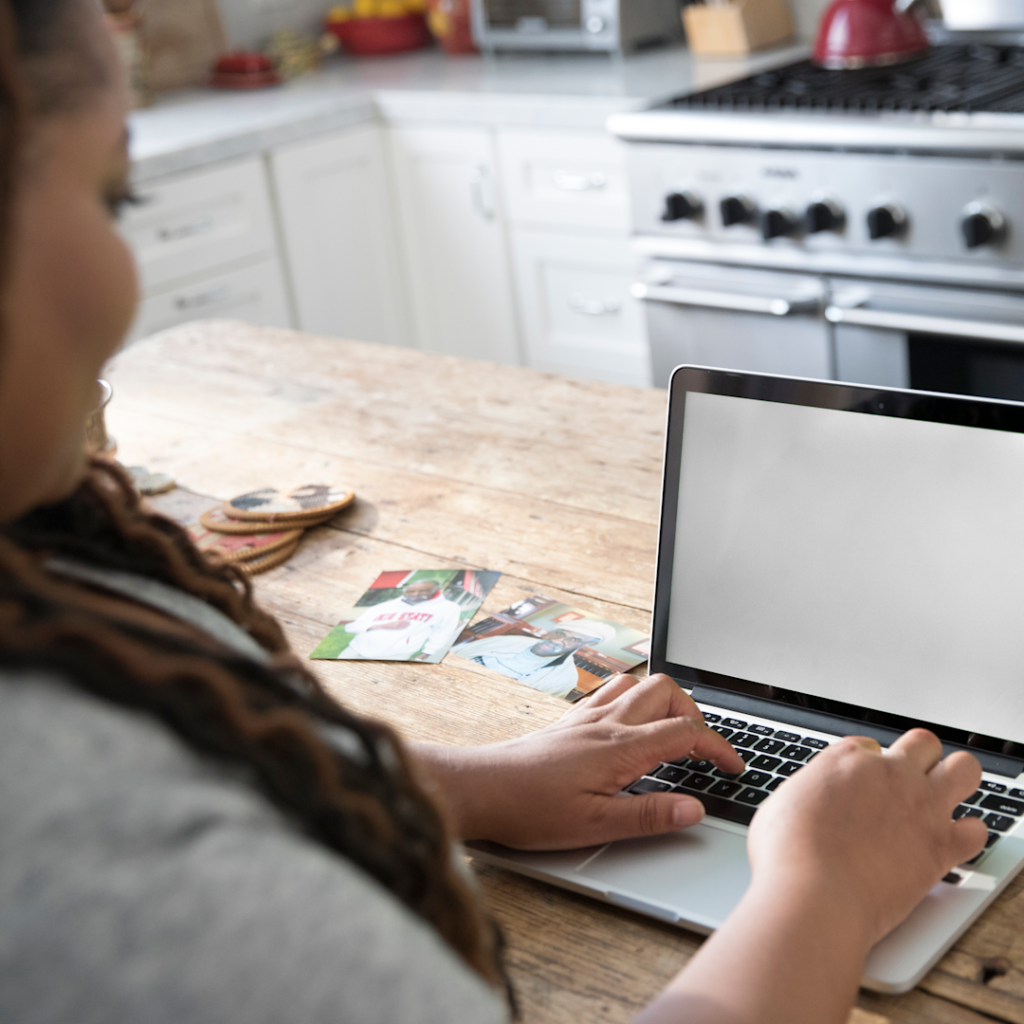 employee working remotely in custom swag