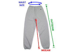 CustomInk Sizing Line-Up Champion Fleece Sweatpants Standard Sizes