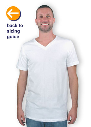 CustomInk Sizing Line-Up for Canvas Jersey V-Neck T-shirt - Standard Sizes