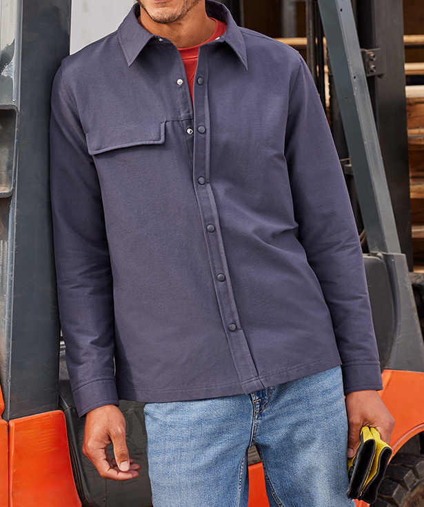 CustomInk Sizing Line-Up for Harriton Flex Twill Long Sleeve Overshirt ...