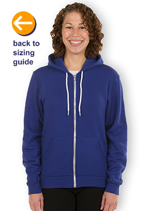 American Apparel Zip Hoodie Size Chart