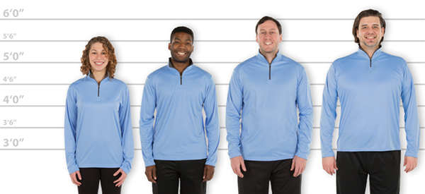 Custom Ink Quarter Zip Size Chart