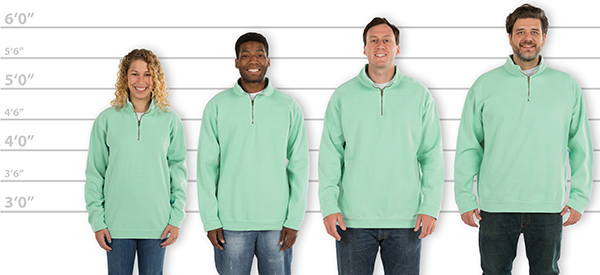 Custom Ink Quarter Zip Size Chart