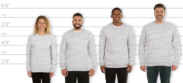 Sizing Line-Up for Canvas Ultra Soft Crewneck