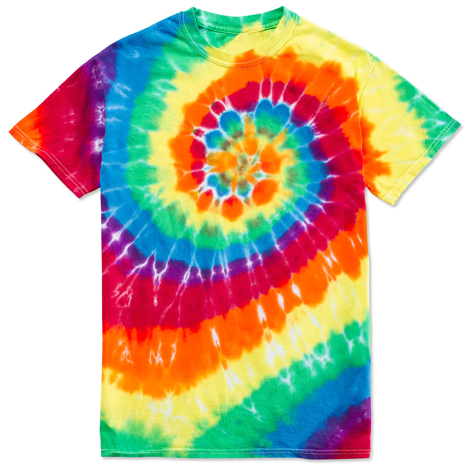 Custom Dyenomite 100% Cotton Rainbow Tie-Dye T-shirt - Design Short ...