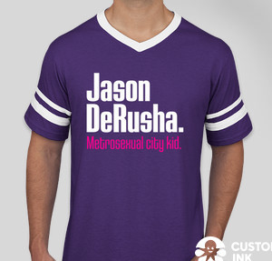 Augusta Double Sleeve Stripe Jersey T-shirt — Purple / White
