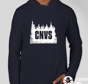 Gildan Hooded Long Sleeve T-shirt — Navy