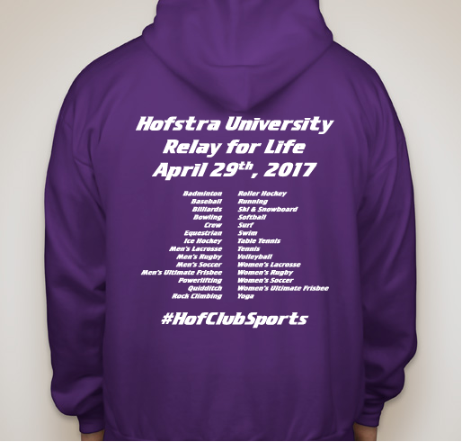 Hofstra Club Sports for Relay for Life Fundraiser - unisex shirt design - back