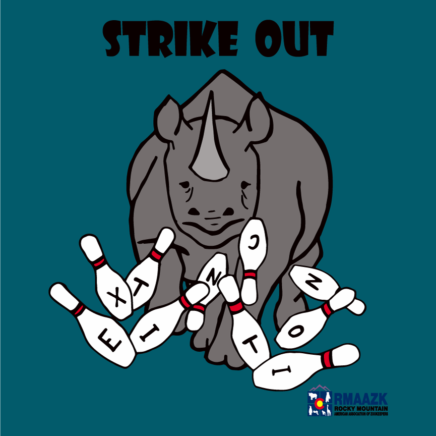 Rocky Mountain AAZK Bowling for Rhinos shirt design - zoomed
