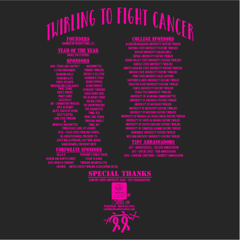 Twirling to Fight Cancer, Inc. (formally – Twirling for the Cure, Inc.) shirt design - zoomed