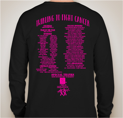 Twirling to Fight Cancer, Inc. (formally – Twirling for the Cure, Inc.) Fundraiser - unisex shirt design - back