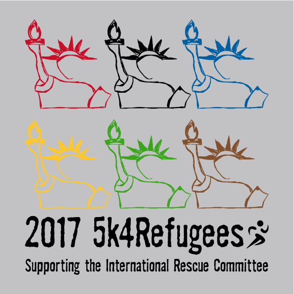 2017 5k4Refugees Virtual 5k - Support the International Rescue Committee shirt design - zoomed
