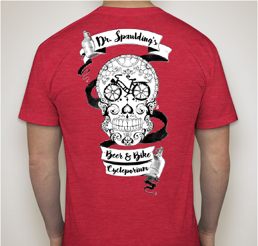Dr. Spaulding's Cycleporium Sugar Skull Custom t-shirt - 3 color options Fundraiser - unisex shirt design - back