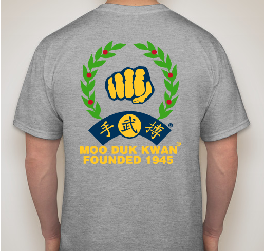 Unisex Gildan 50/50 T-Shirt Screen Printed Front & Back Moo Duk Kwan® Fist Logo & Founded 1945 Fundraiser - unisex shirt design - back