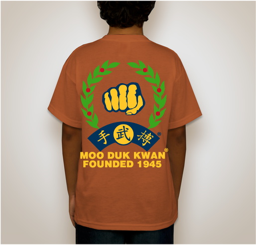 Unisex Gildan 50/50 T-Shirt Screen Printed Front & Back Moo Duk Kwan® Fist Logo & Founded 1945 shirt design - zoomed