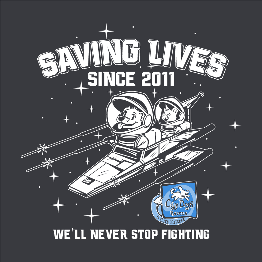 Support The Last Jedi - City Dogs Rescue & City Kitties Fundraiser shirt design - zoomed