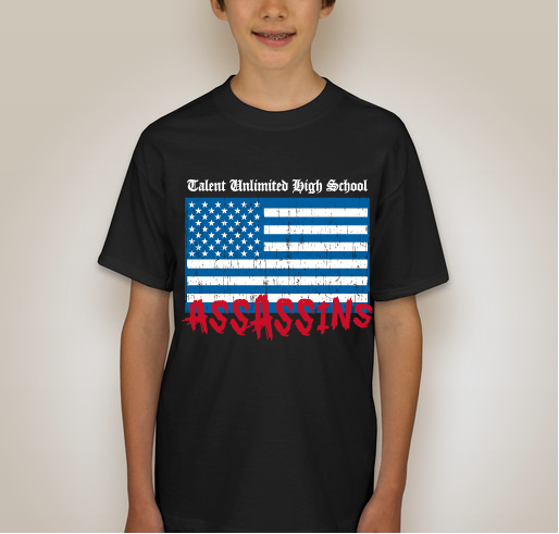 Talent Unlimited HS Production of Assassins Fundraiser - unisex shirt design - back