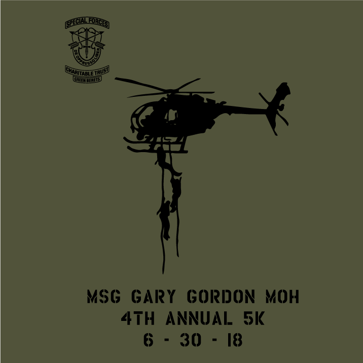 MSG Gary Gordon MOH Memorial 5K - Hosted by Special Forces Charitable Trust shirt design - zoomed