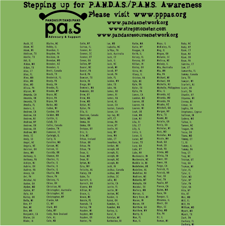 PANDAS/PANS Awareness T's for Empowered Hands for PANS shirt design - zoomed