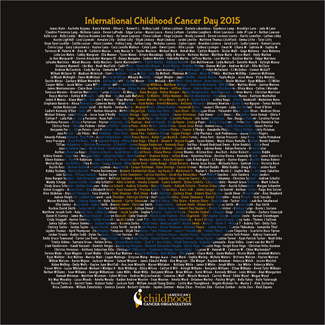 ACCO - International Childhood Cancer Day - 2015 shirt design - zoomed