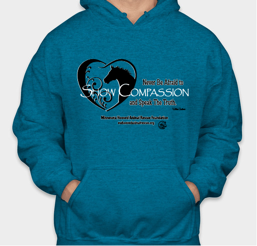 Holiday shopping that helps horses. Hoodies, sweatshirts, long sleeved t's. Click for ordering info. Fundraiser - unisex shirt design - front
