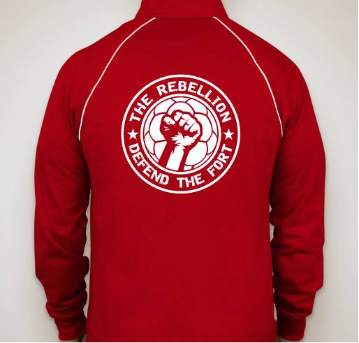 The official Rebellion zip-up track jacket, zip-up hoodie, or pullover hoodie! Fundraiser - unisex shirt design - back